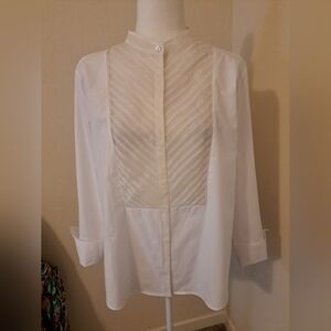 Banana Republic Josefa Tuxedo Shirt White Sz L EUC